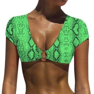 Neon Green Snake Bikini / Rave Top